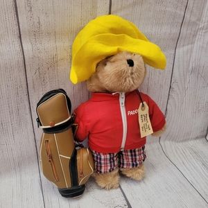 VINTAGE EDEN TOYS PADDINGTON GOLF GOLFER BEAR RED JACKET YELLOW HAT 13" PLUSH 19